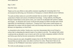 5/6/15 Wildlands Conservancy Letter