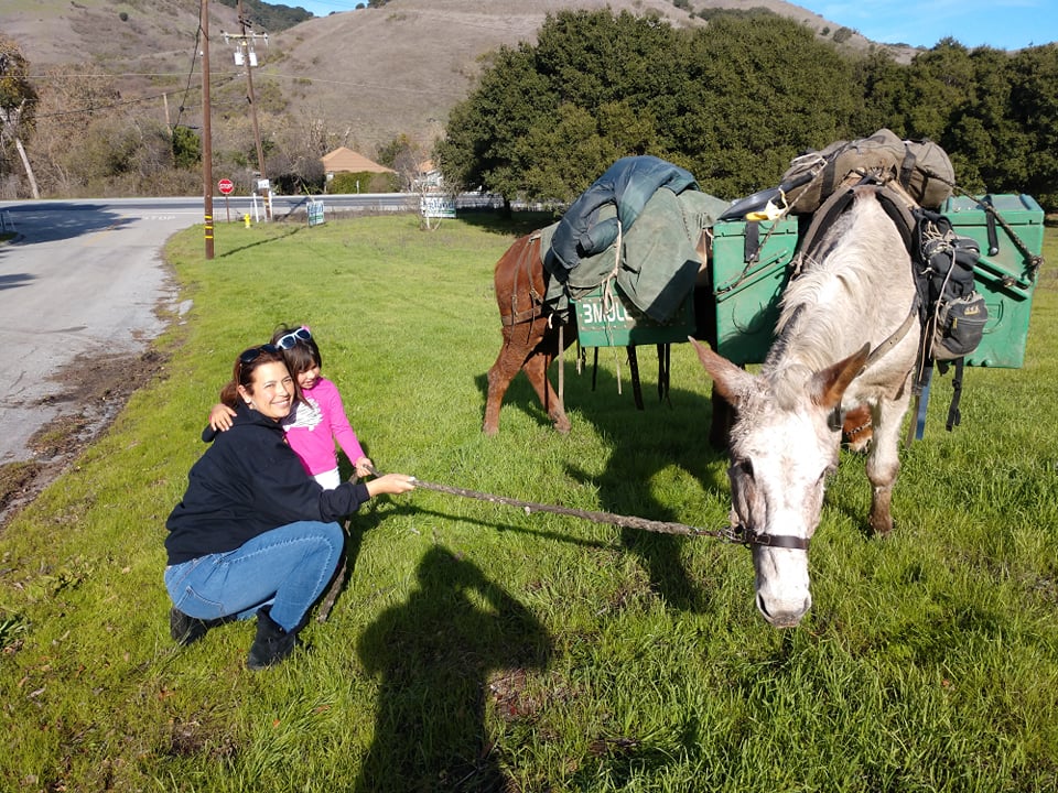 Mother and daughter with Little Girl and Little Ethel on School Road, San Juan Bautista